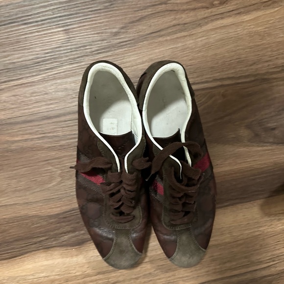 Gucci Brown and Red Women's Sneakers - Picture 1 of 6